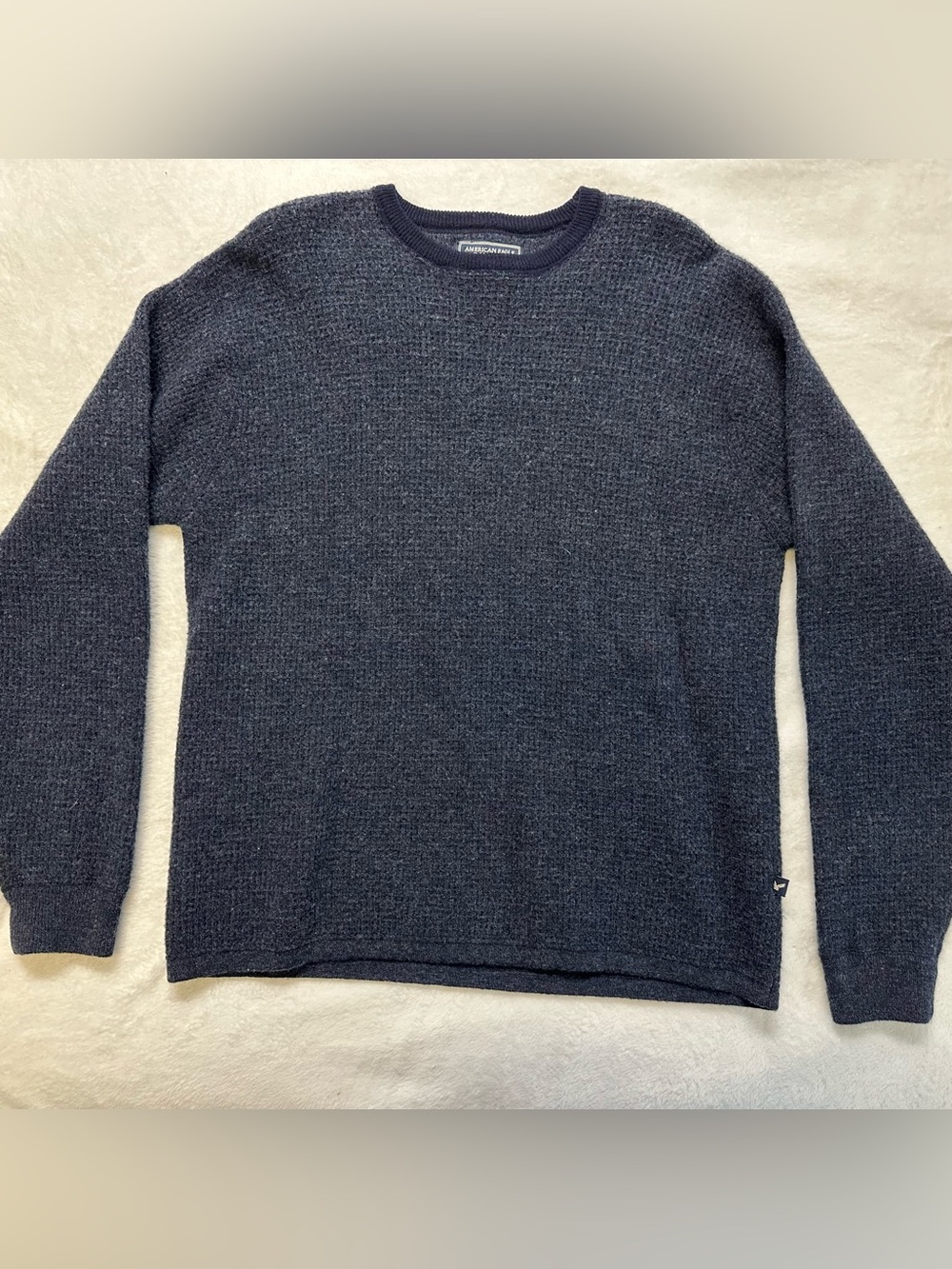 Vintage American Eagle 100% Lambswool Waffle Knit Sweater Men’s M Navy Crewneck